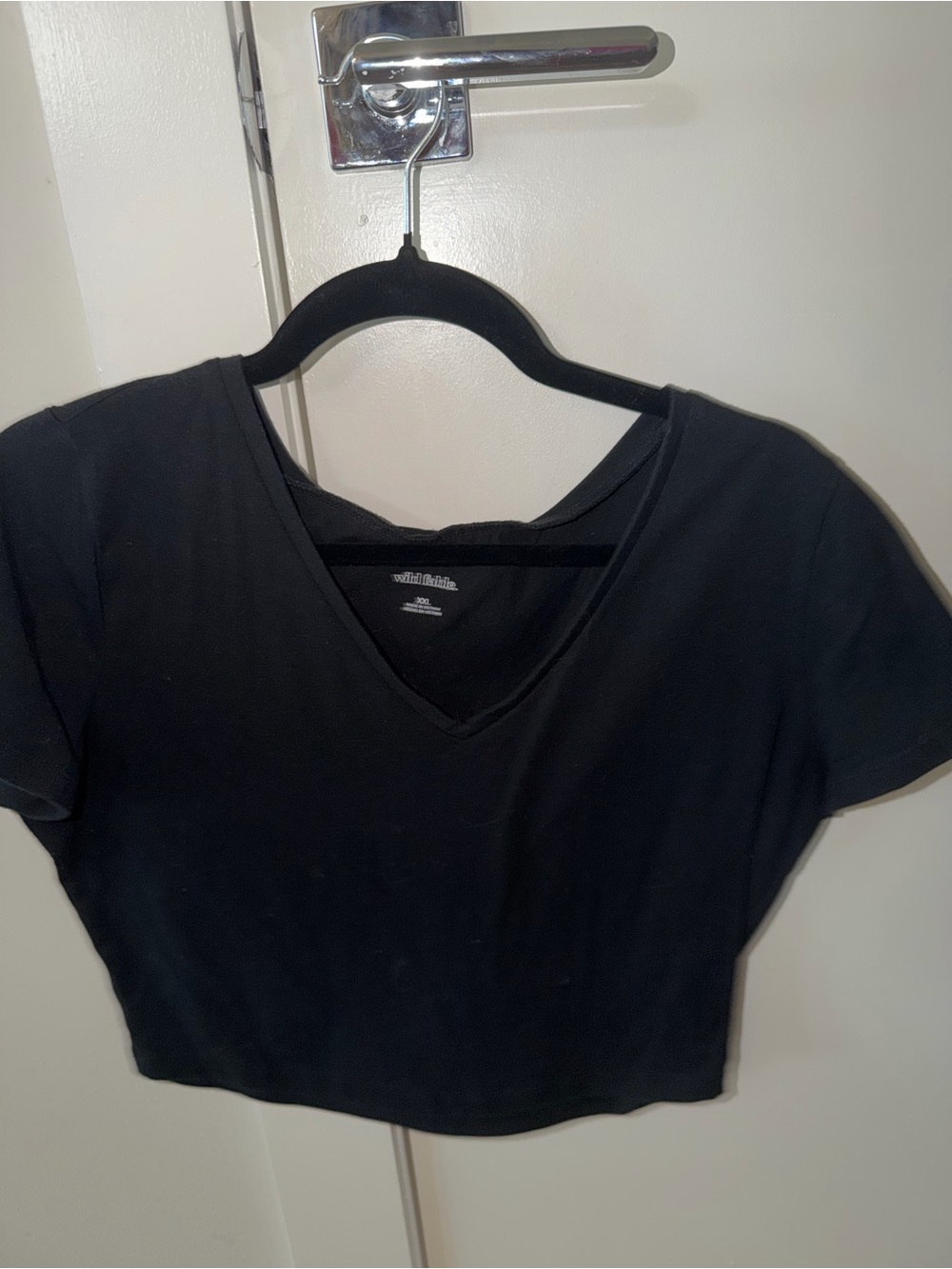 wild fable Black V-Neck Crop Top